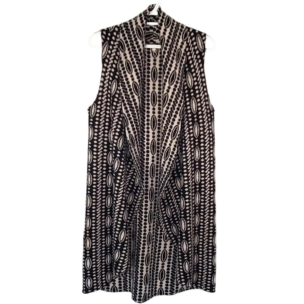 MOTH Wool and Cotton Long Open Shawl Collar Sweater Vest Raw Hem XS To S